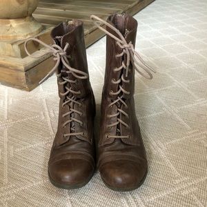 Steve Madden brown leather combat boots